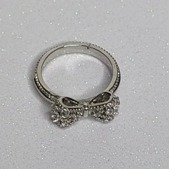 Bow Ring 925 Sterling Silver Cubic Zirconia Size 6 - Picture 6 of 9